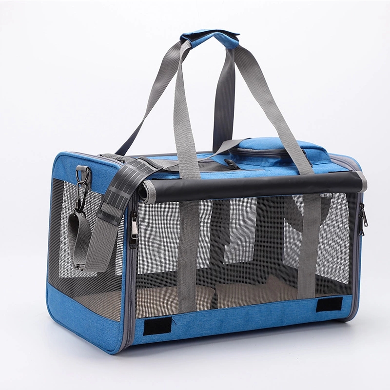 Soft Sided Pet Carrier Airline Approved 2 Sides Expandable Collapsible Cat Carrier With Pockets and Removable Fleece Pad