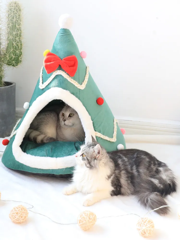 Winter Warm Soft Comfortable Christmas Cozy Nesk Bed Cat House Pet for Small Dogs