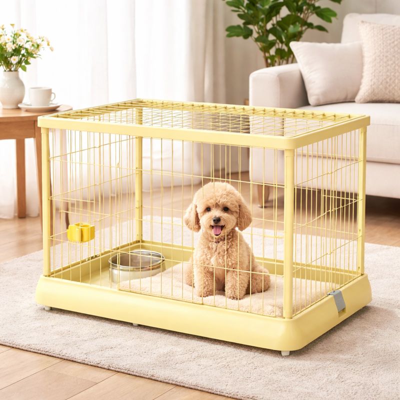 Multi Color Dog Crate Heavy Duty Pet Kennel With Strong Wire Frame And Easy Clean Base