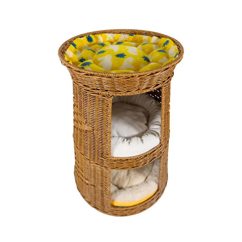 Eco-Friendly Stylish PP Pet House Handcrafted Rattan Home for Cats Small Dogs Rabbits Comfortable Home Decor