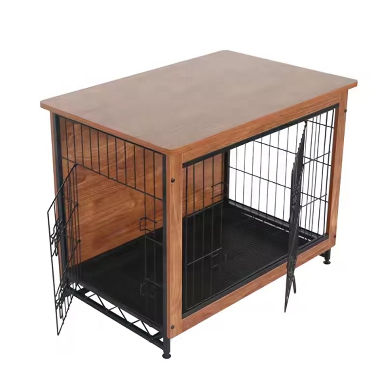 Indoor Wooden Dog Kennel Stylish Pet Crate Large Dog Cages with Easy Clean Removable Tray