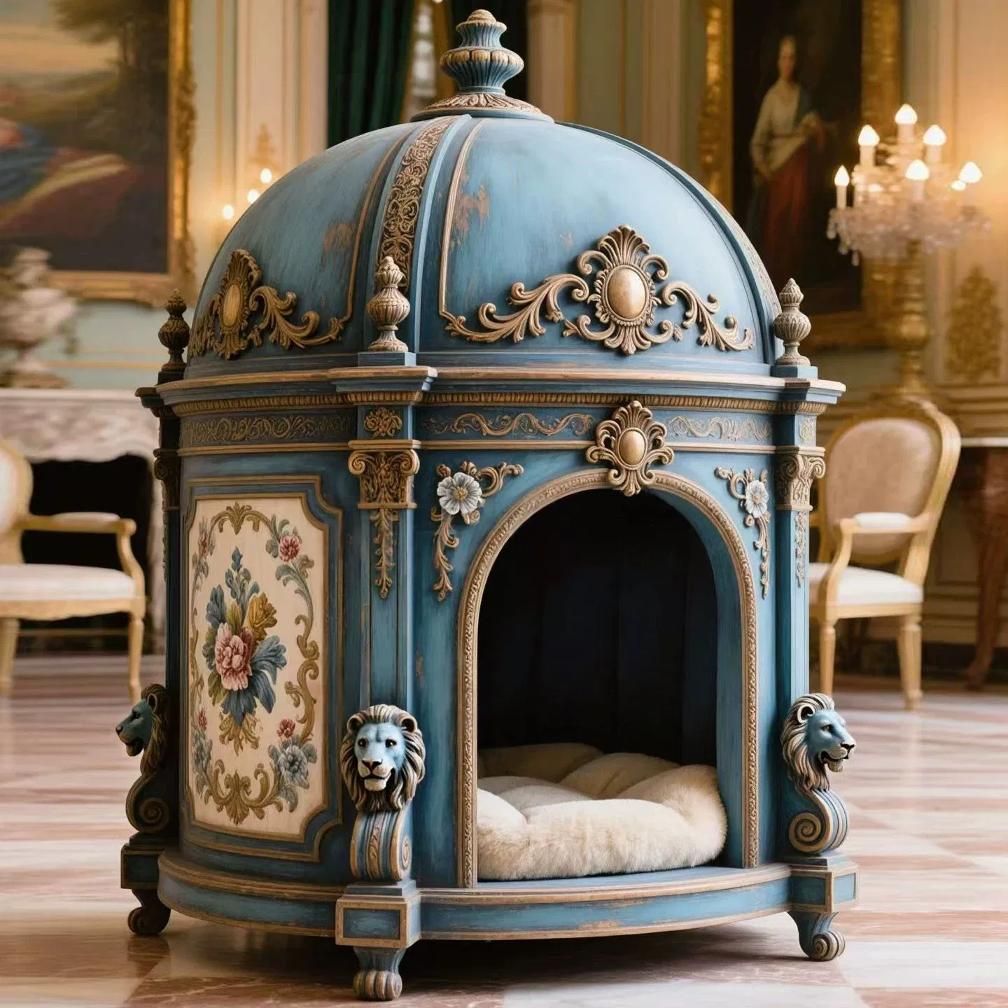 Luxury Handmade Castle Cat House with Pearl Decor, Royal Pet Palace for Indoor Cats, Premium Cat Furniture &amp; Bed