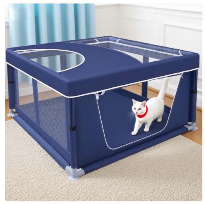 Luxury Foldable Dog Kennel Oxford Cloth Octagonal Pet Carrier With Animal Design For Car Or Home Use Comes In Box Packaging