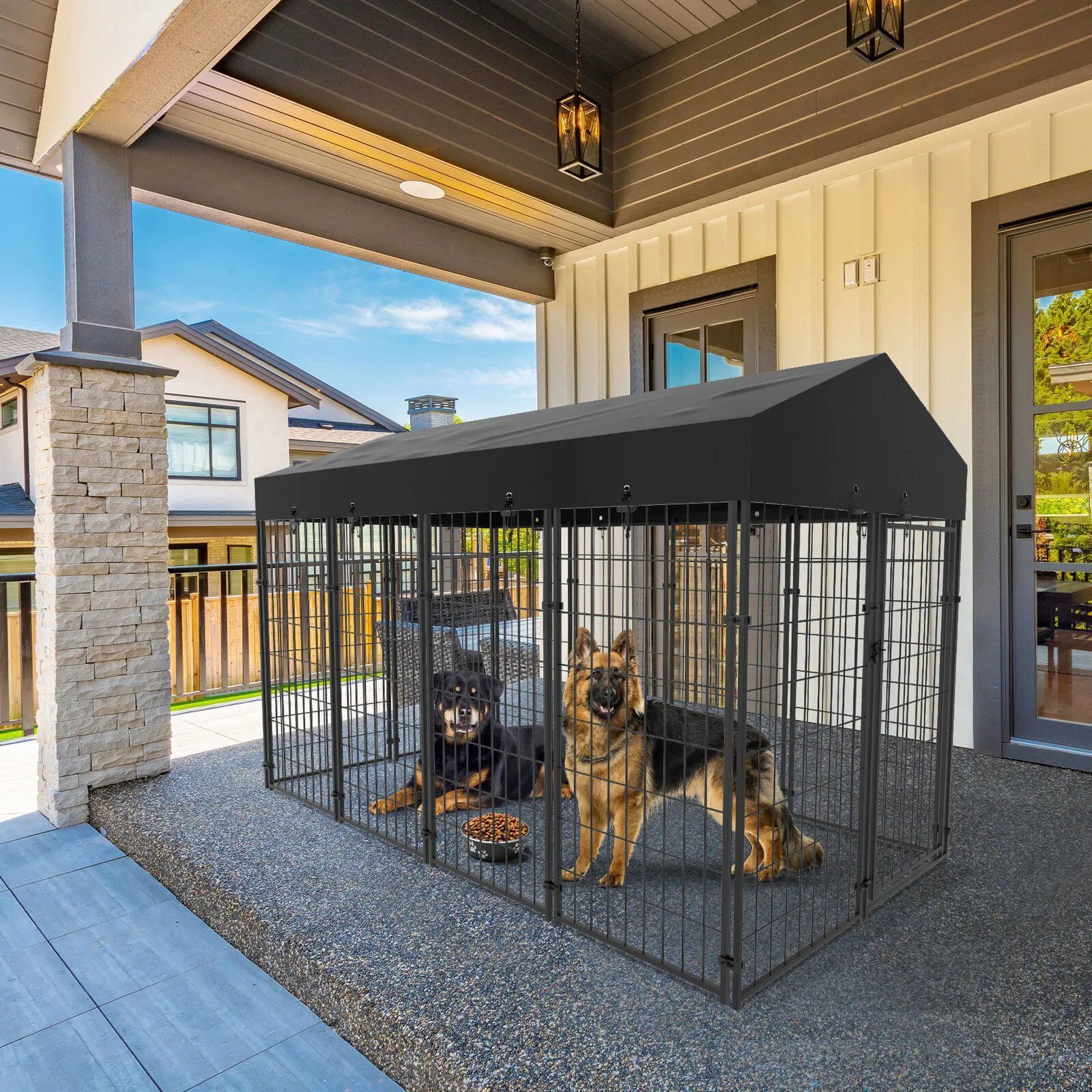 YOELLEN Durable Practical Steel Metal Large Size Dog Kennel Outdoor Garden Home Use 8/12 Pieces Heavy Duty Dog Crate Playpen