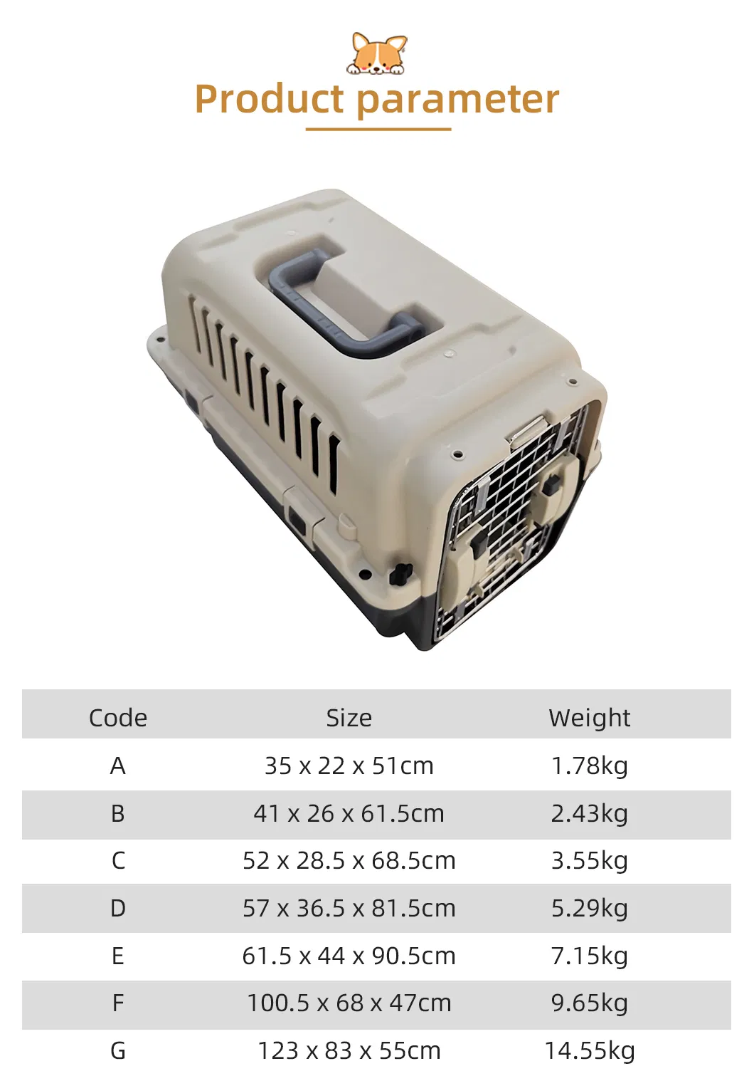 Wholesale Multi Size Airlines Approved Heavy Plastic Pet Cats and Dogs Outdoor Travel Dog Nest Bracket Flat Noodles Cage