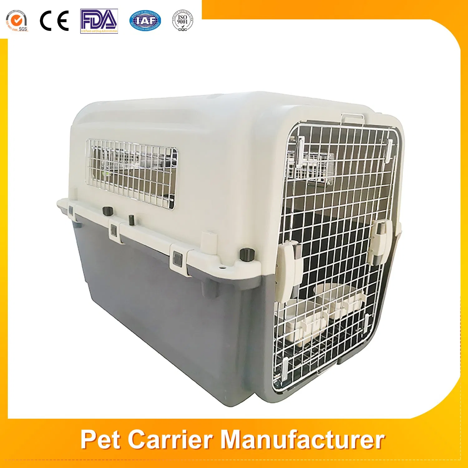 Airline Approved Portable Plastic Large Air Travel Pet Carrier Airline Approved Sky Kennel Pet Dog Cat Cage with Wheels and Handle