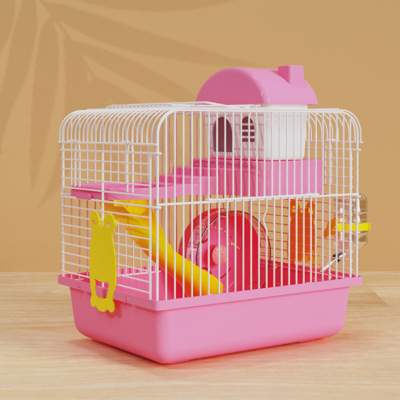 Hamster Cage Golden Hamster Extra Large Villa Pastoral Style Two-Story Castle Metal Frame Plastic Tray Small Luxury Package Full