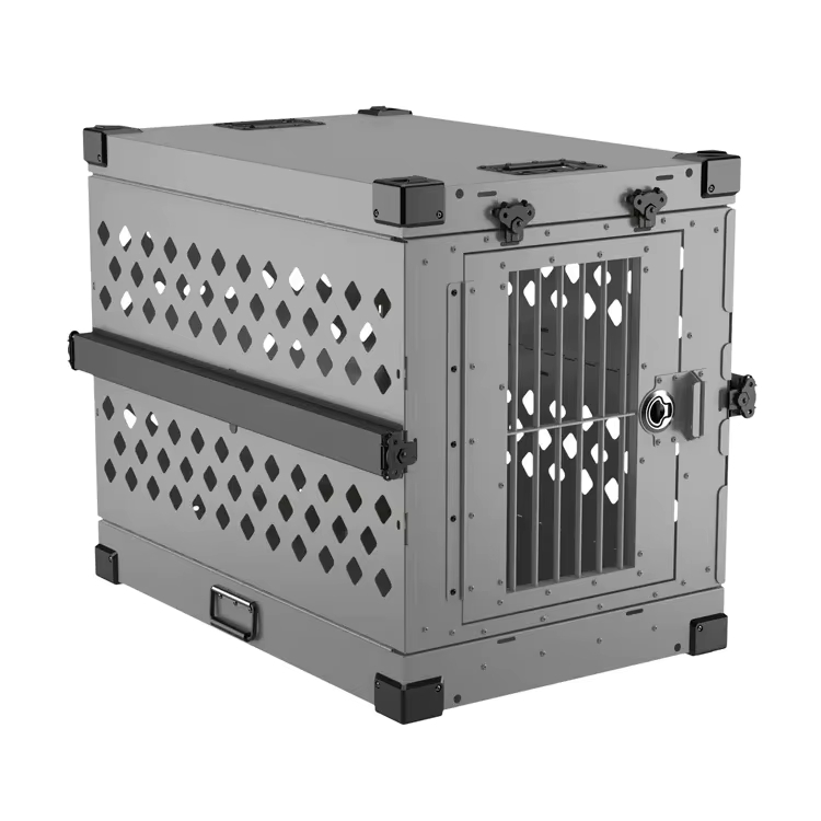 Heavy Duty Commercial Use Stackable Aluminum Dog Crate with Wheels Easy Fold for Pet Shop Kennel Airport Hotel