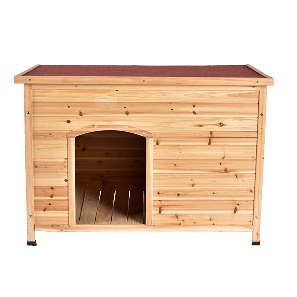 Fir Wood Dog House Outdoor Waterproof Pet Dog Cage with Elevated Base and Removable Tray for Easy Cleaning