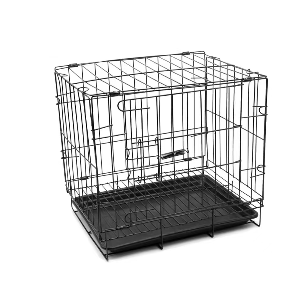 Portable Sturdy Foldable Rectangle Steel Dog Kennel With Metal Tray Detachable Indoor Pet Cage For Small Dogs Cats &amp; Rabbits