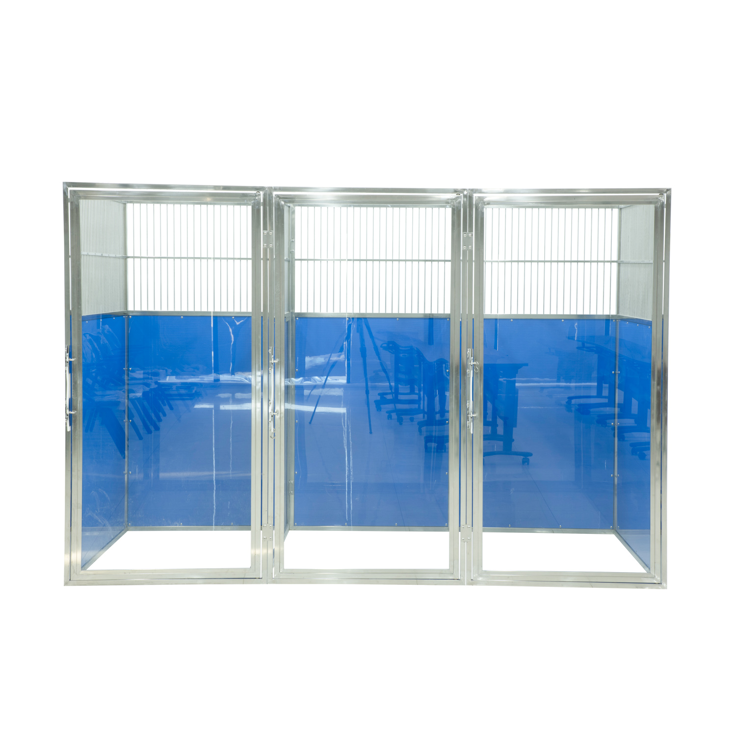 Commercial Veterinary Cage Tempered Glass 304 Stainless Steel Dog Kennel Runs Walk-in Cage System