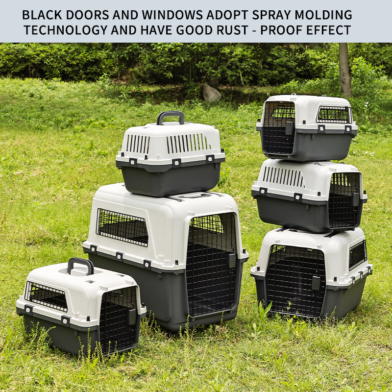 Fast Delivery Airline Approved Large Plastic Kennel on Wheels Solid Pattern Iron Pet Dog Cat Carrier Crate Cage on Sale