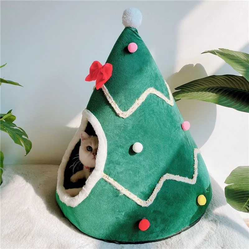 Winter Warm Soft Comfortable Christmas Cozy Nesk Bed Cat House Pet for Small Dogs