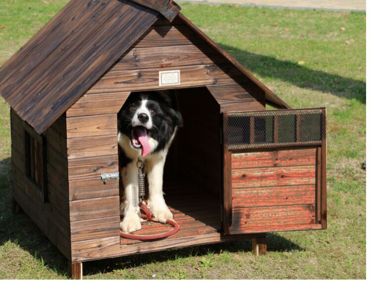 Luxury Modern All-Season Large Dog Shelter Rainproof Outdoor Wood Kennel Button Closure Solid Animal Design Dog House Cage OEM
