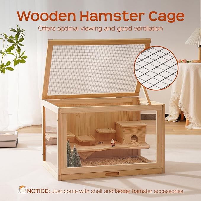 LG Factory Supply Good Quality Luxury Wooden Hamster cage Enclosure Guinea Cooling Cute small Accessories Cheap Hamster cage
