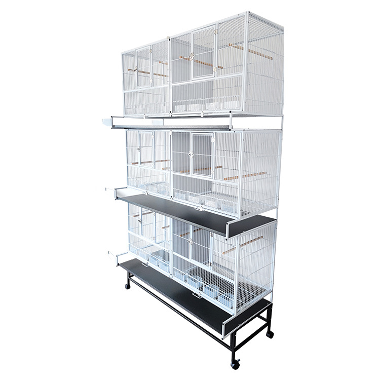 New Arrival Three Tier Metal Bird Breeding Cage with Removable Tray Stackable Divided Pet Bird Breeder Large Parrot Pigeon Cage