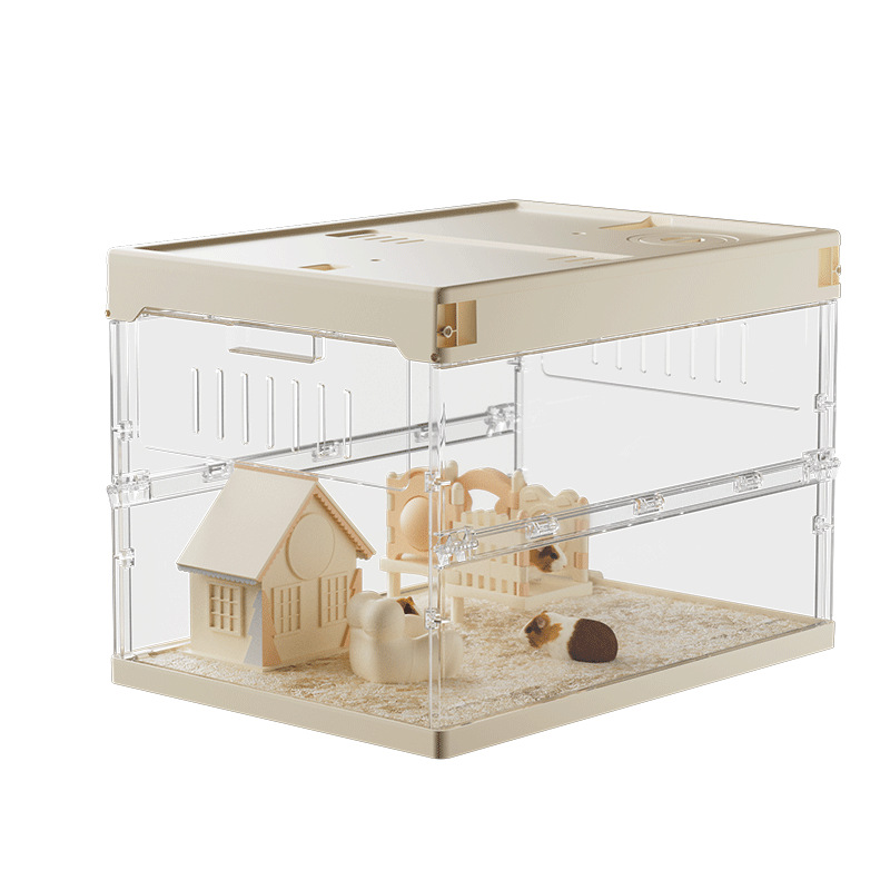 Luxury Desktop Hamster Cage with Warm Ventilation Design Durable Plastic Tray Easy Assembly Pallet Type Single Cage