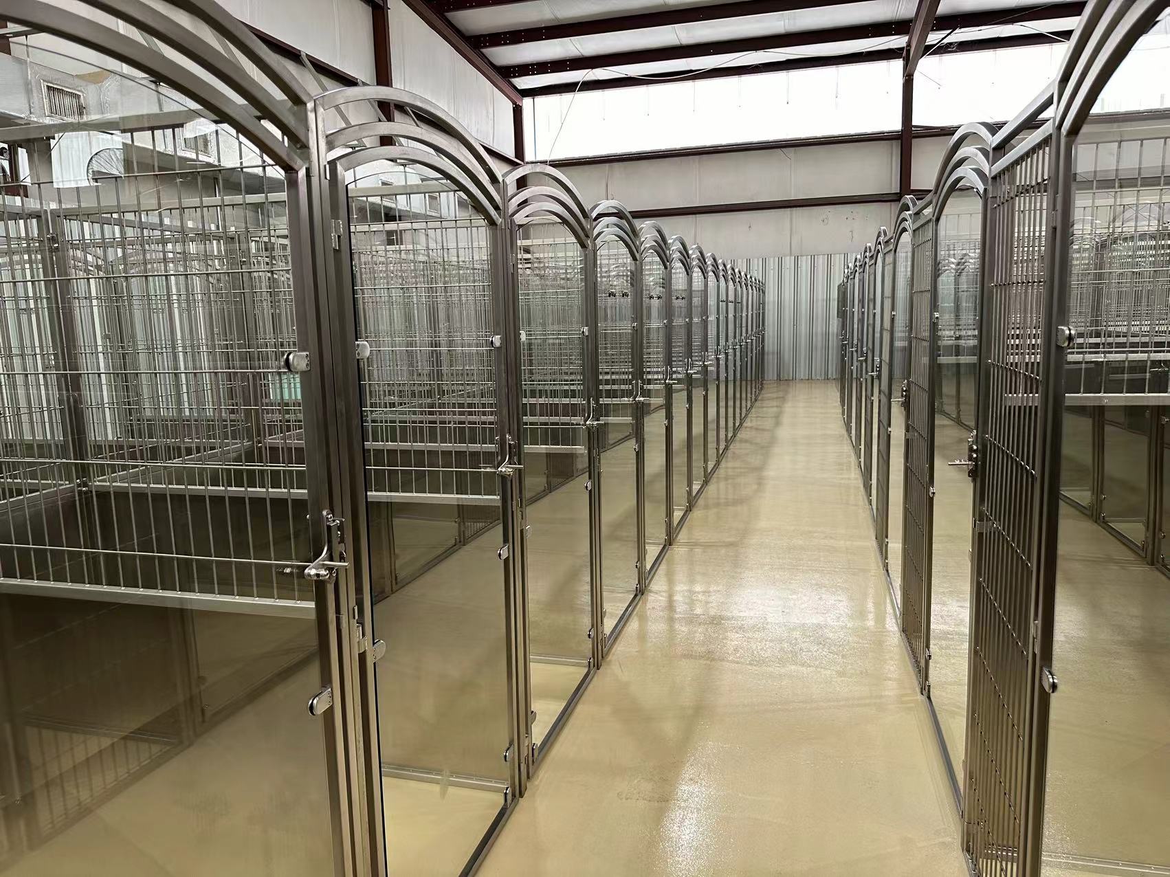 Pet Hospital Luxury Simple Solid Stainless Steel Kennels Pet Boarding Modular Large Dog Kennel 3D Customization Multifunction