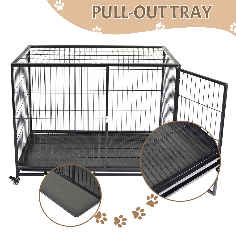 Indoor Metal Dog Cage Heavy Duty Dog Crate Large Kennels with Wheels