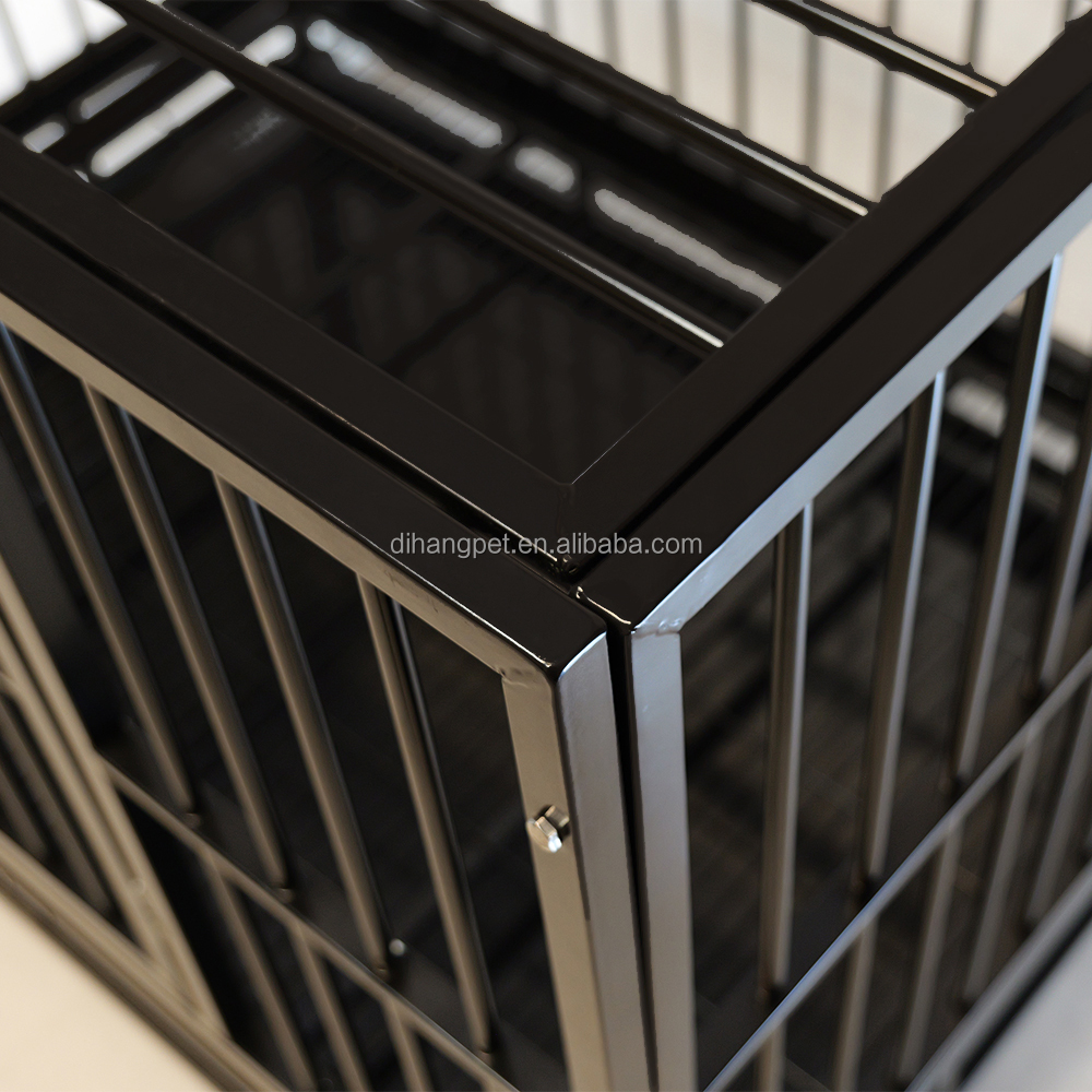 Double Lock Door Welded Iron Dog Kennel Heavy Duty Powder Coated Pet Crate With Easy Clean Detachable Tray