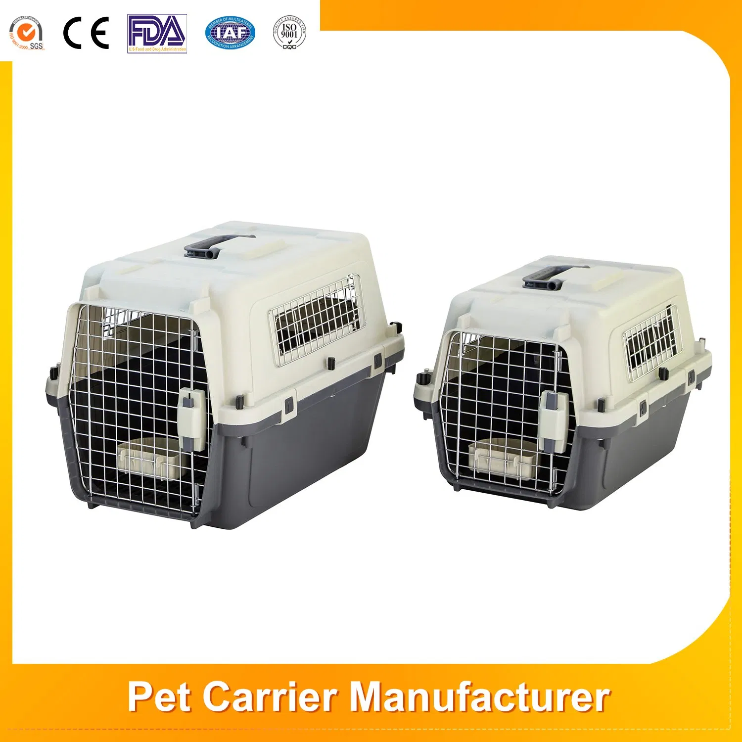 Airline Approved Portable Plastic Large Air Travel Pet Carrier Airline Approved Sky Kennel Pet Dog Cat Cage with Wheels and Handle