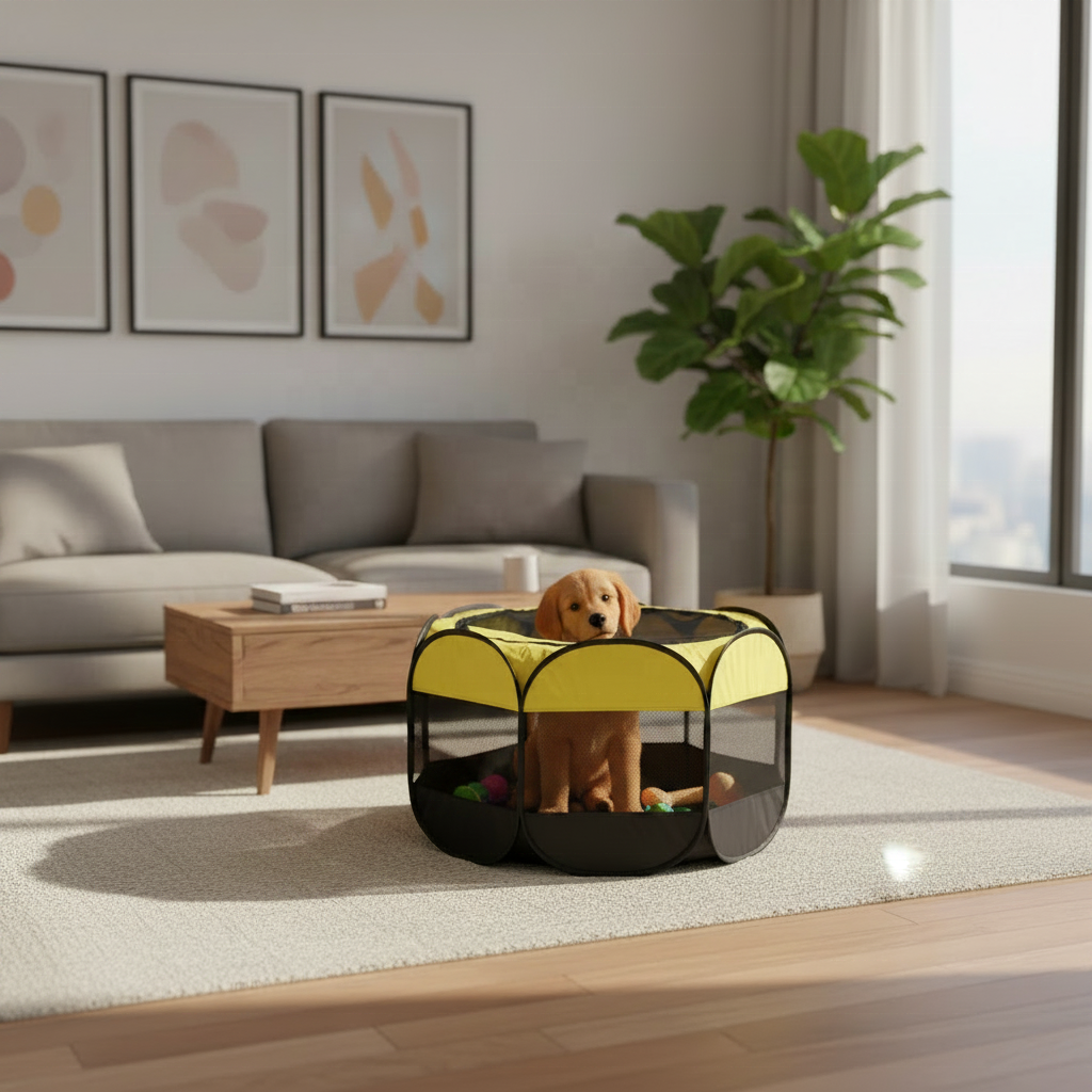 Customizable Breathable Eco-Friendly Oxford/Nylon/Polyester Folding Cat Dog Playpen Kennel Animal Pattern Zipper Pet Cage