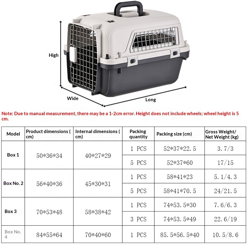 Fast Delivery Airline Approved Large Plastic Kennel On Wheels Solid Pattern Iron Pet Dog Cat Carrier Crate Cage