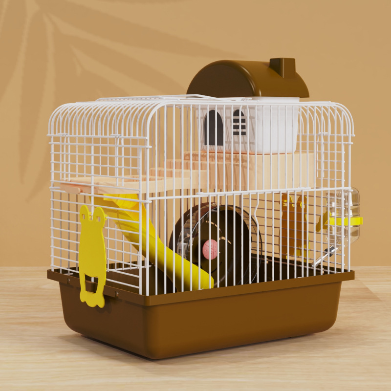 Hamster Cage Golden Hamster Extra Large Villa Pastoral Style Two-Story Castle Metal Frame Plastic Tray Small Luxury Package Full