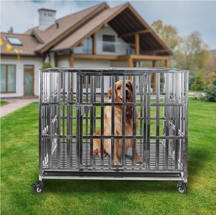 Stainless Steel Crate Cage Duty Dog Kennel Pet Cage With Tray/Indoor Foldable Portable Stackable Heavy 304 Dog Kennel Pet Cage