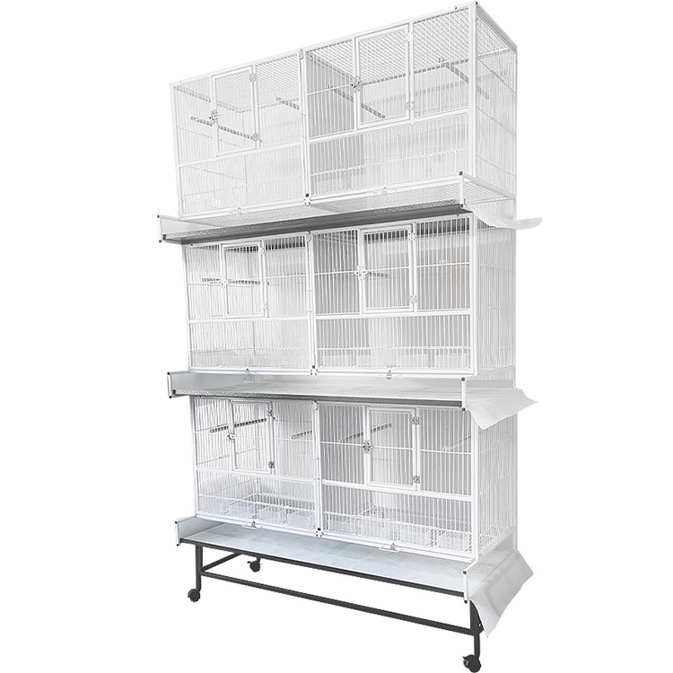 New Arrival Three Tier Metal Bird Breeding Cage with Removable Tray Stackable Divided Pet Bird Breeder Large Parrot Pigeon Cage