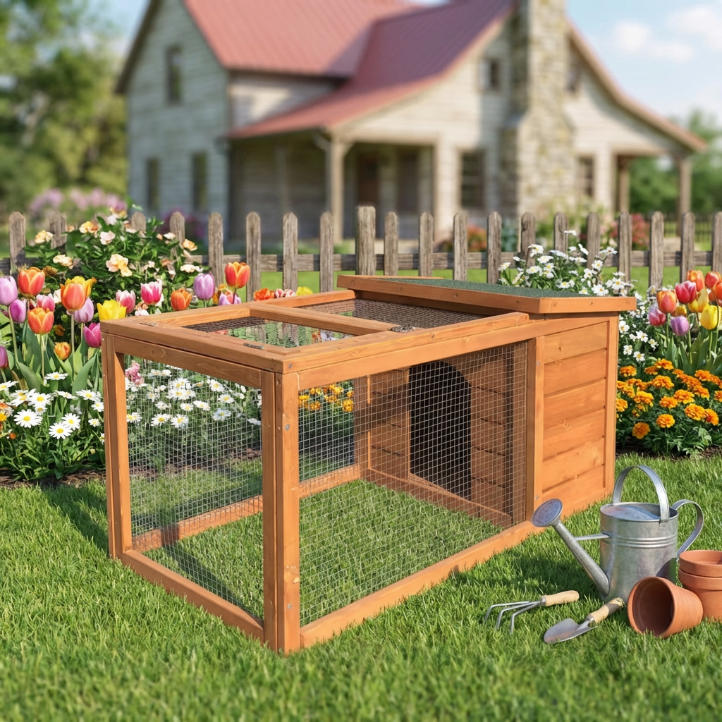 Factory Supply Modern Wooden Breathable Small Animal Cage Rabbit Hutch Bunny House with Running Cage for Small Animal