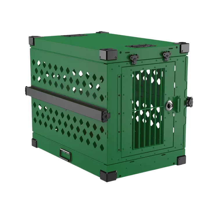 Heavy Duty Commercial Use Stackable Aluminum Dog Crate with Wheels Easy Fold 1