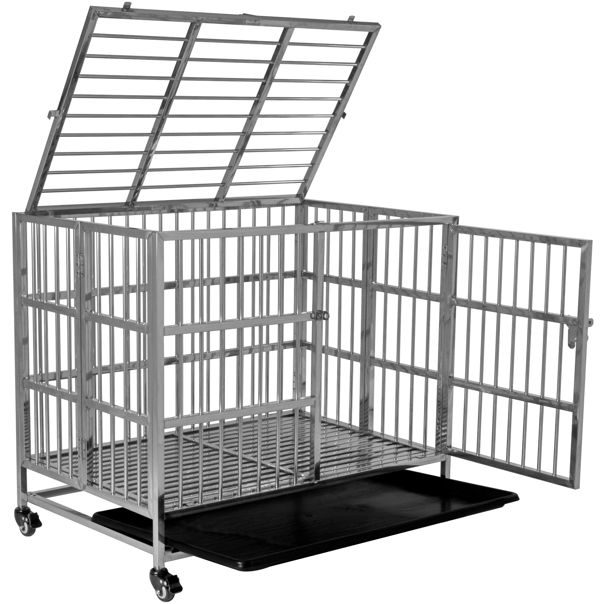 Heavy-Duty 48inch Large Size Metal Dog Cage Foldable Stainless Steel Large Dog Crate