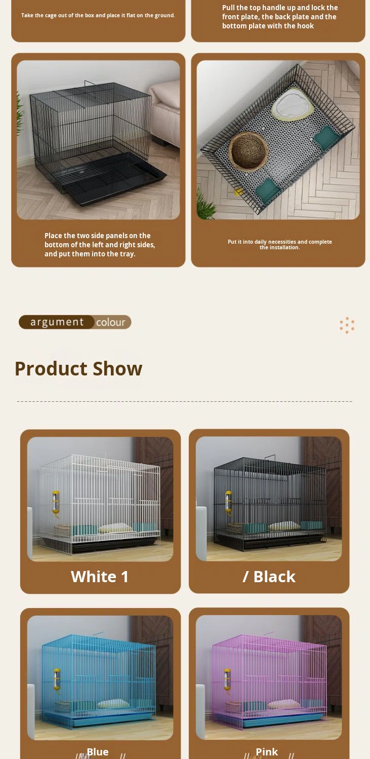 Multi-Pet Indoor Iron Rabbit Hutch Removable Tray Stylish Easy Clean 4-Door Space-Saving Foldable Easy Assembly for Pet Stores