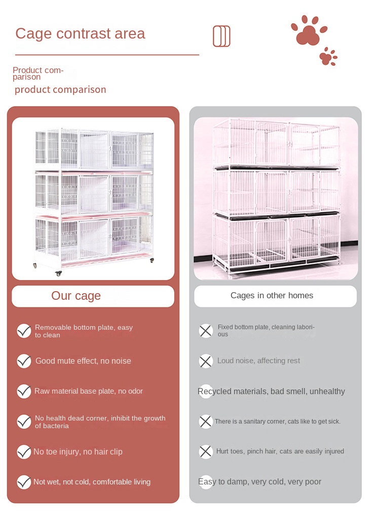 Professional 3-Layer Folding Cat Cage Commercial Breeding Cage