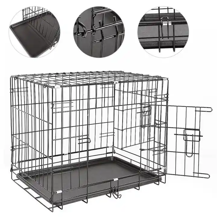 Custom Dog Crate Wholesale Dog Kennel Buy Animal Cage Double Door Folding Metal Stackable Dog Cage Training Pet Behavior