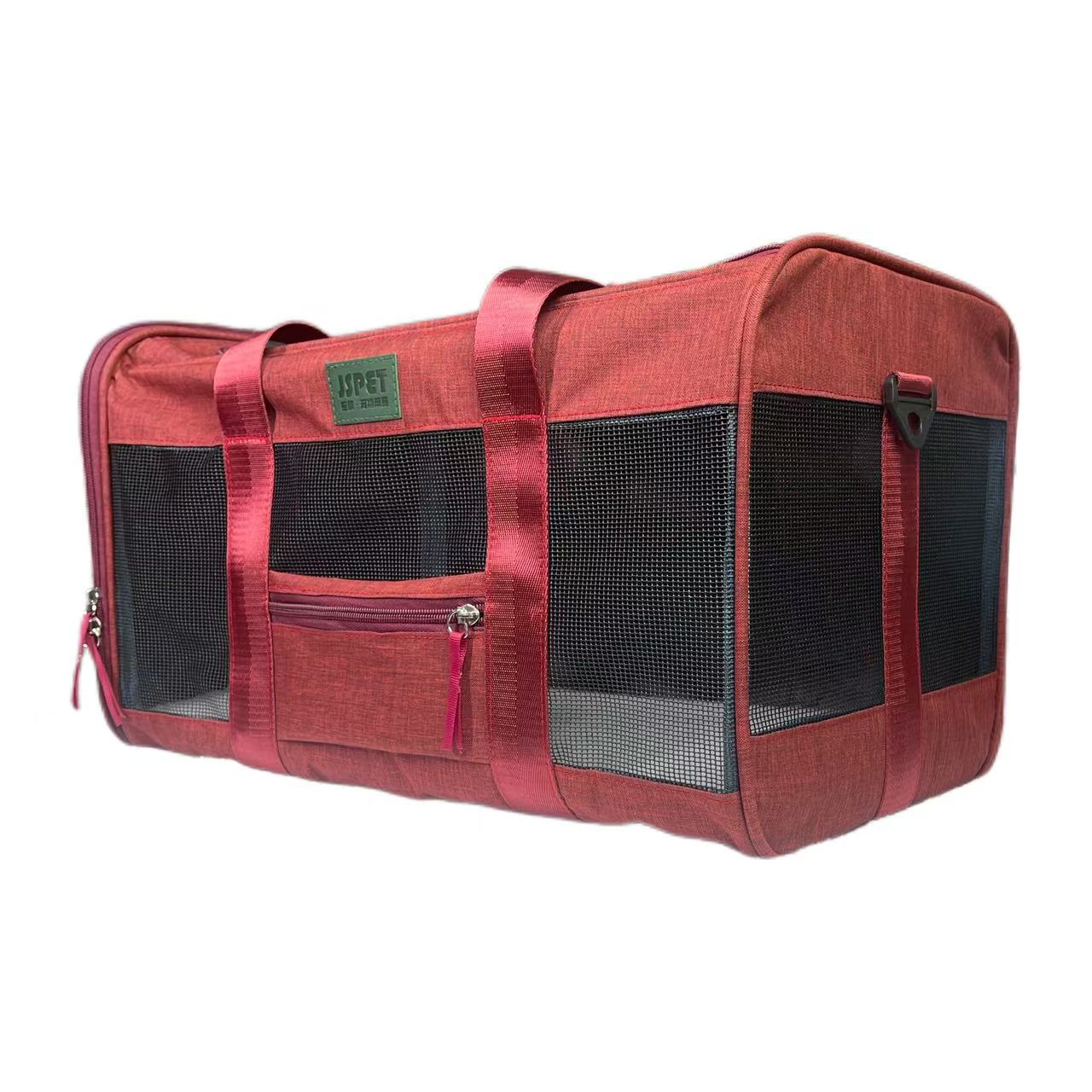 Fashionable Portable Eco-Friendly Breathable Oxford Polyester Pet Mesh Carrier Foldable Large Capacity Outdoor Travel Bag Zipper