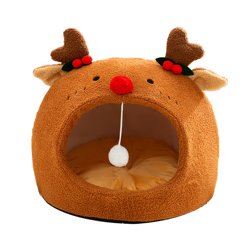 Christmas Style Forest Animal Cat Litter Small Dogs Cat Bed Autumn and Winter Warm Fun Pet Cat House