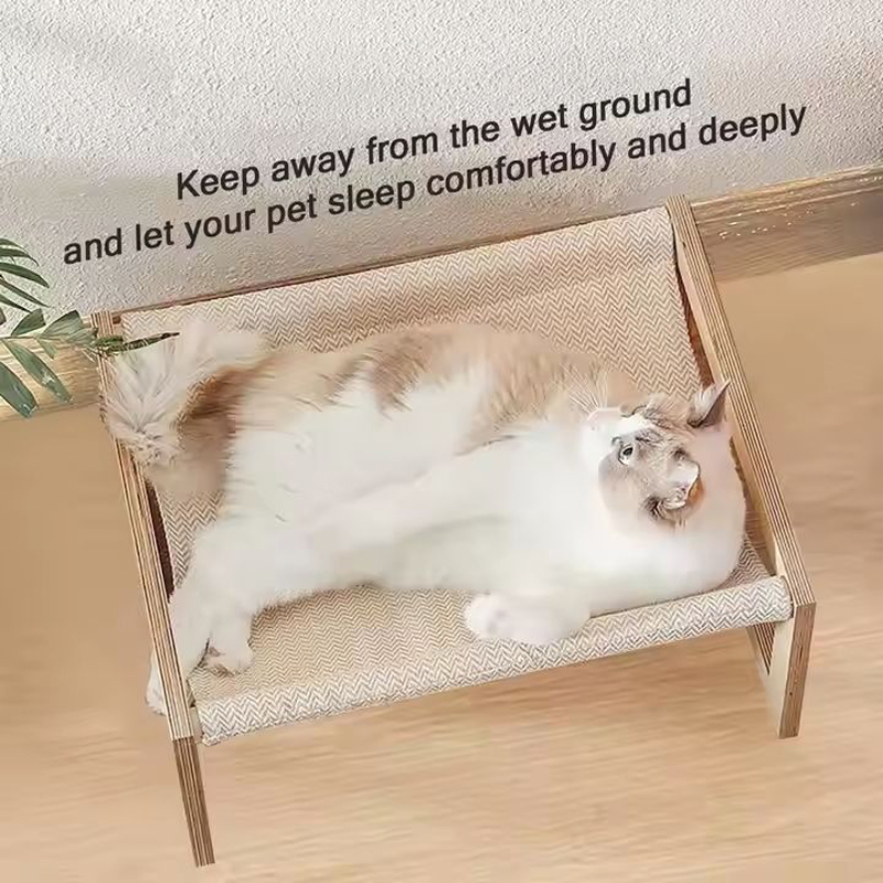 Indoor Adjustable Grass Pet House Cotton Roof Luxury Design Wall-Mounted Cat Hammock Bed for Small Cats Bedroom/Living Room Use