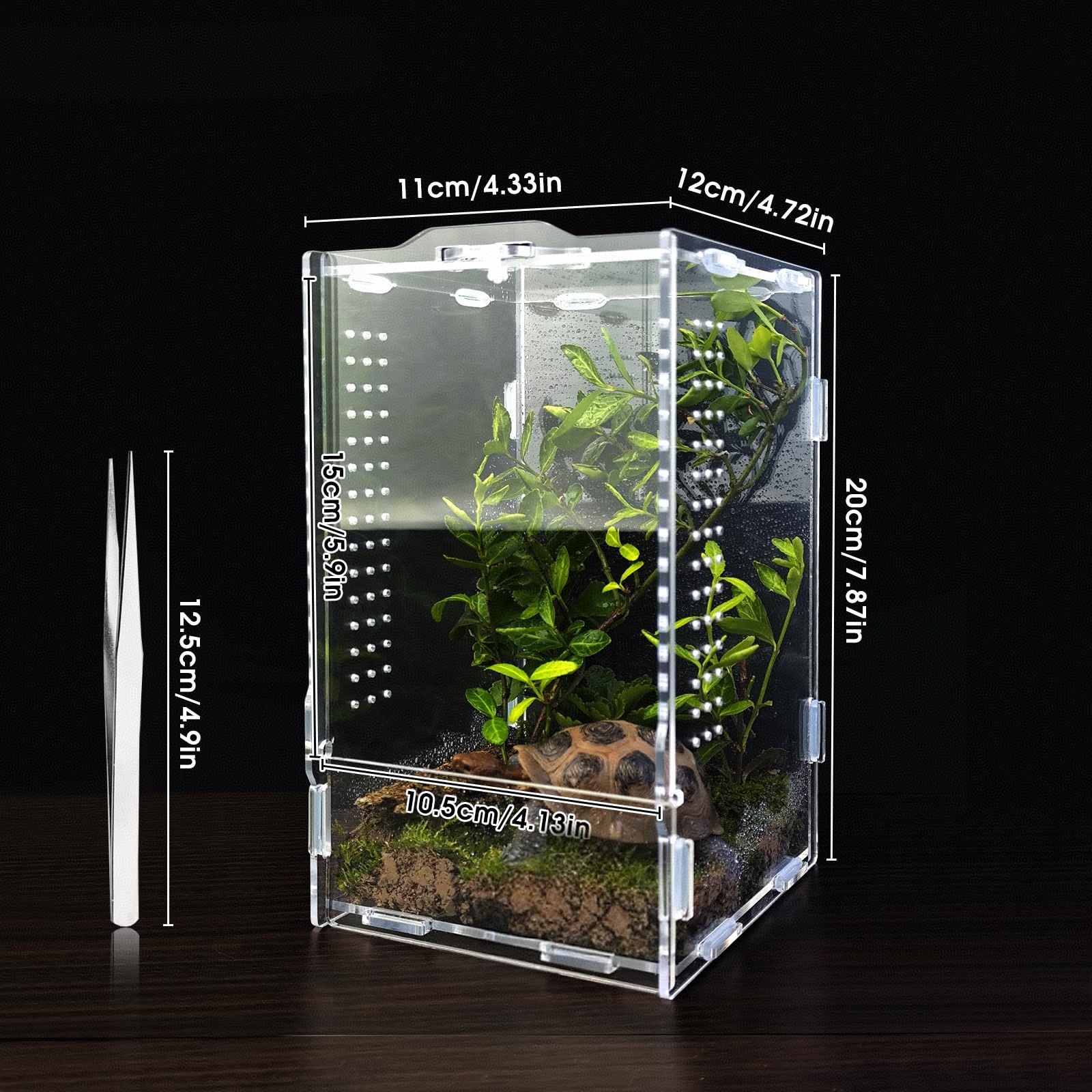 Acrylic Rectangle Rainforest Reptile Enclosure Spider Mantis Terrarium Breeding Box Pet Habitat Decoration Landscaping Special