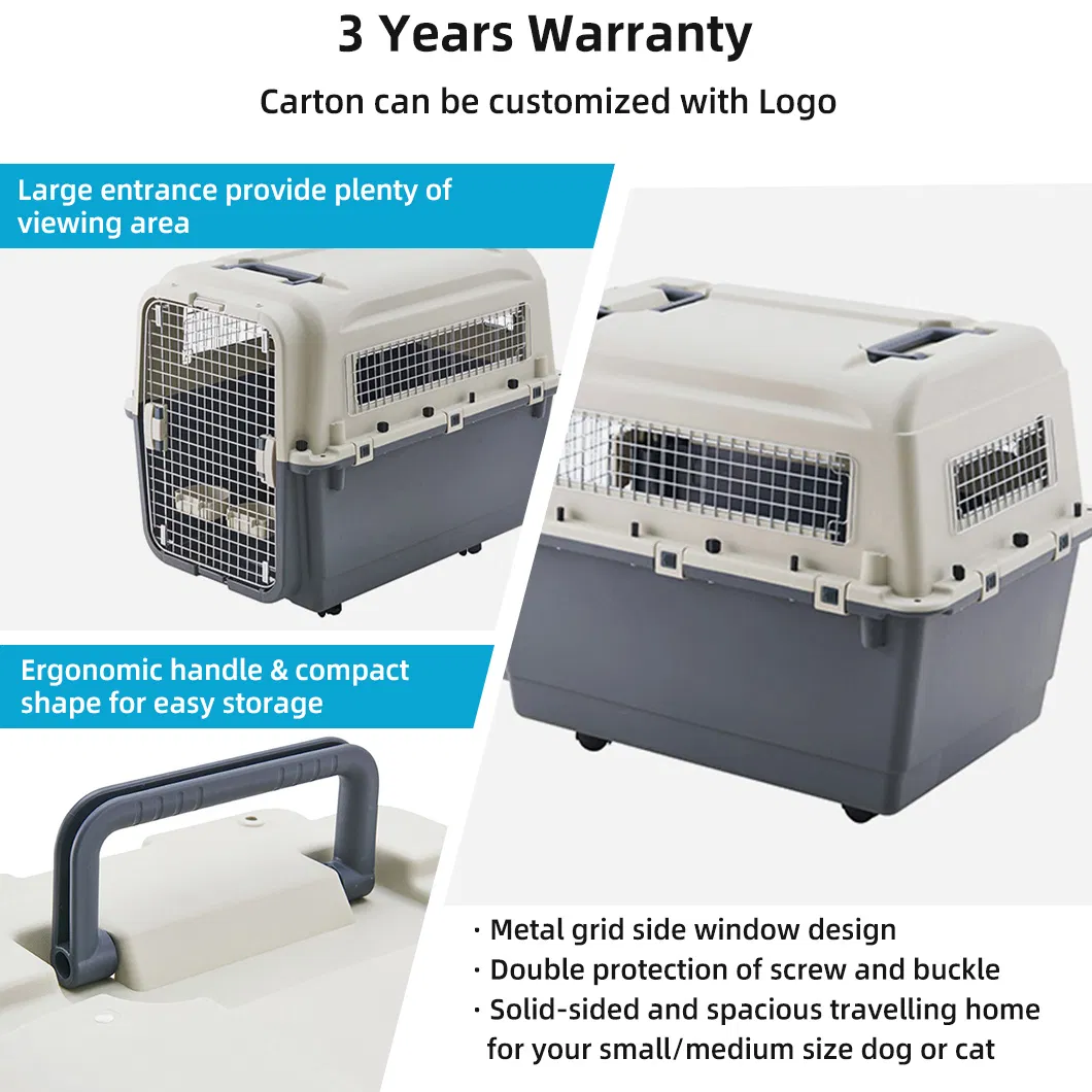 High Quality Easy to Clean Portable Plastic Large Air Travel Kennel Aviation Box Modern Pet Iata Air Approved Collapsible Plastic Dog Cage