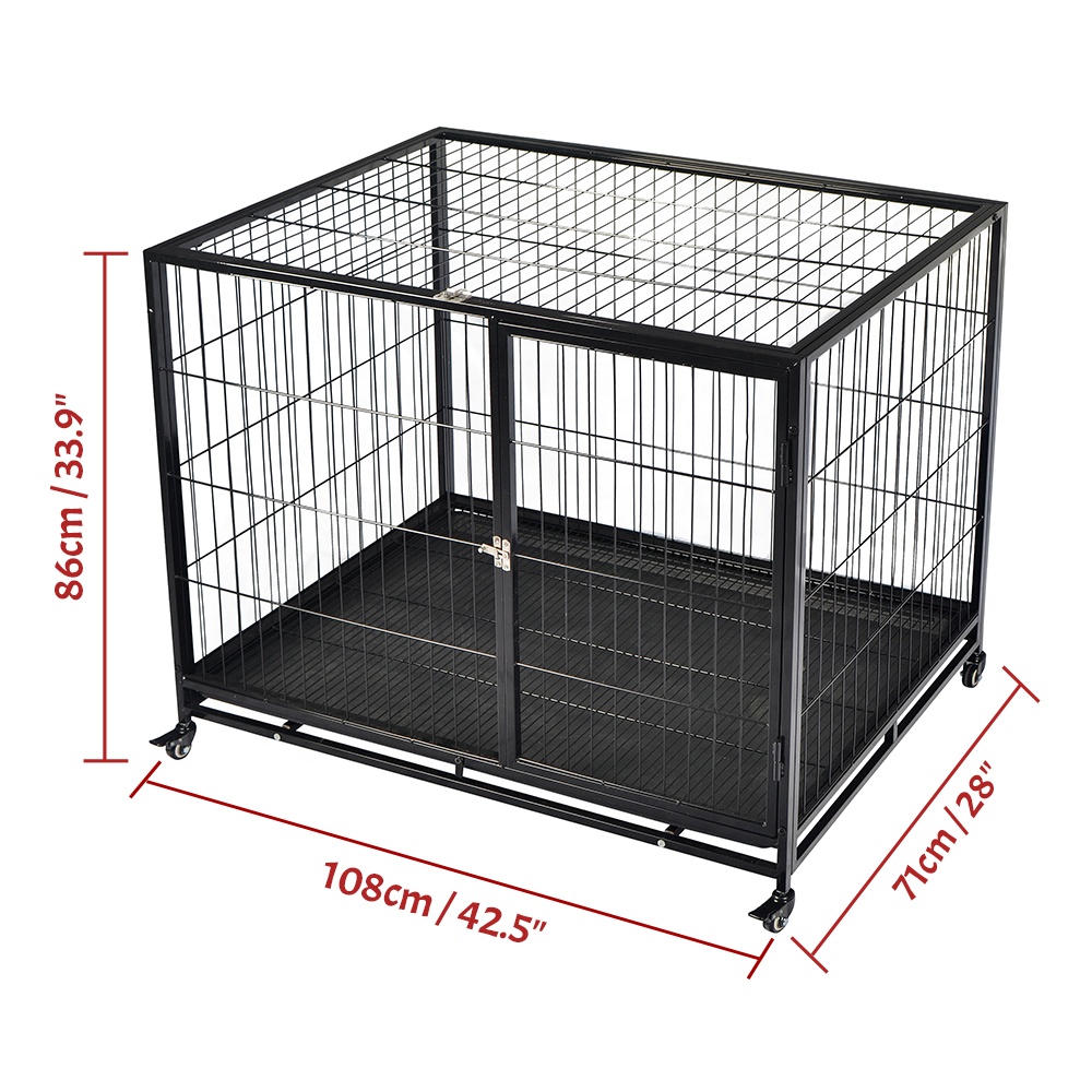 Indoor Metal Dog Cage Heavy Duty Dog Crate Large Kennels with Wheels