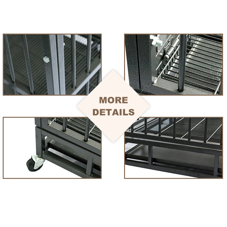 Dog Cage Crate Heavy Duty Strong Metal Kennel Playpen for Large Dogs with Four Wheels
