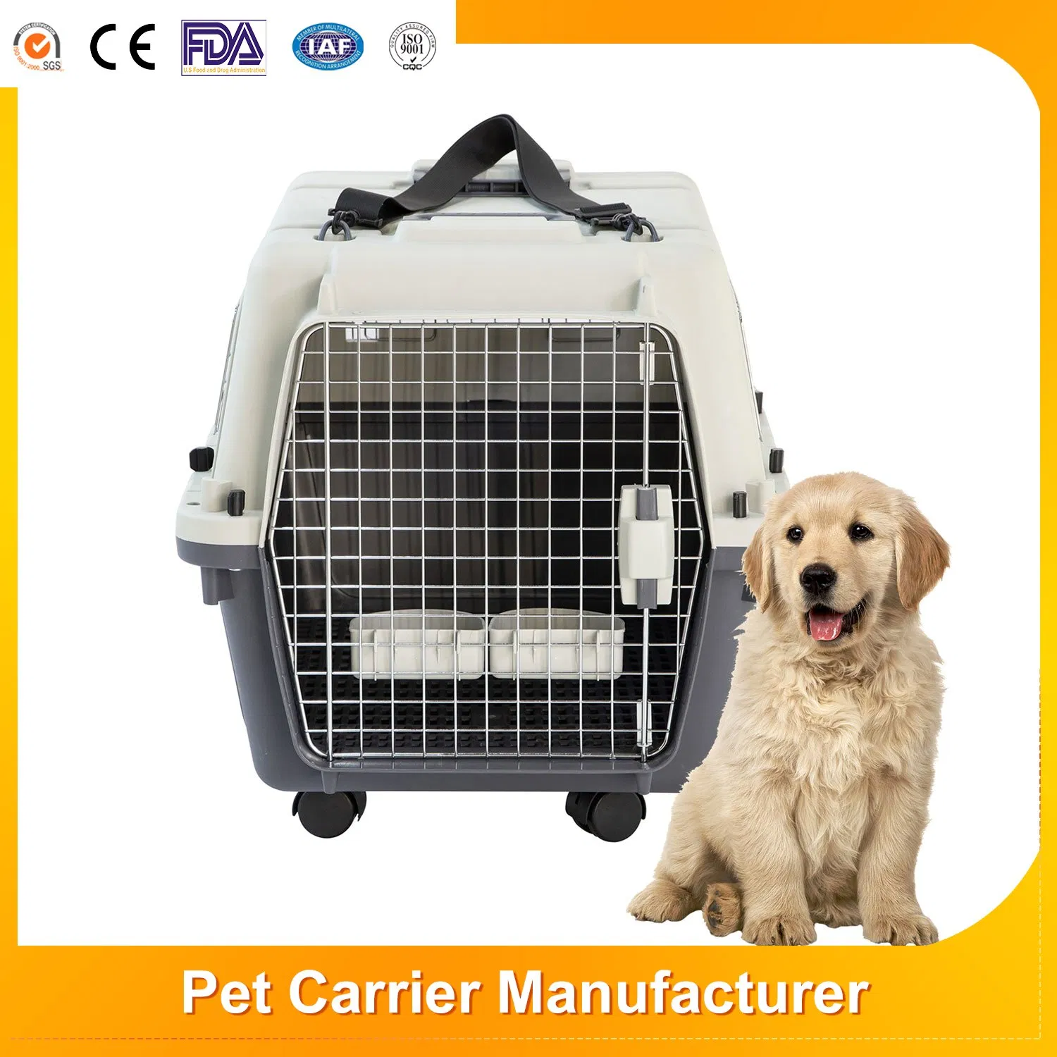 High Quality Durable Large Kennel Houses Outdoor Travel Pet Carrier Air Box Approved Dog Transport Plastic Dog Cage