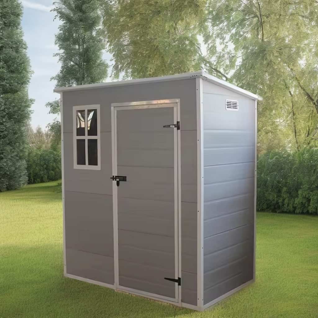 Large 6x4ft Outdoor Building Cabin Bike Shed Plastic Garden Tools Storage House With Window