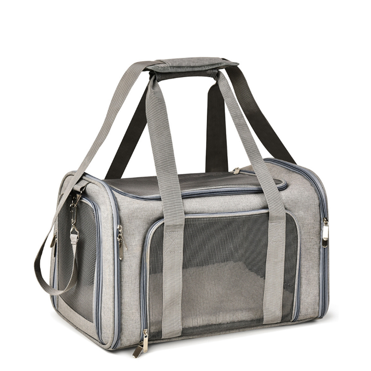 Soft Sided Pet Carrier Airline Approved 2 Sides Expandable Collapsible Cat Carrier With Pockets and Removable Fleece Pad