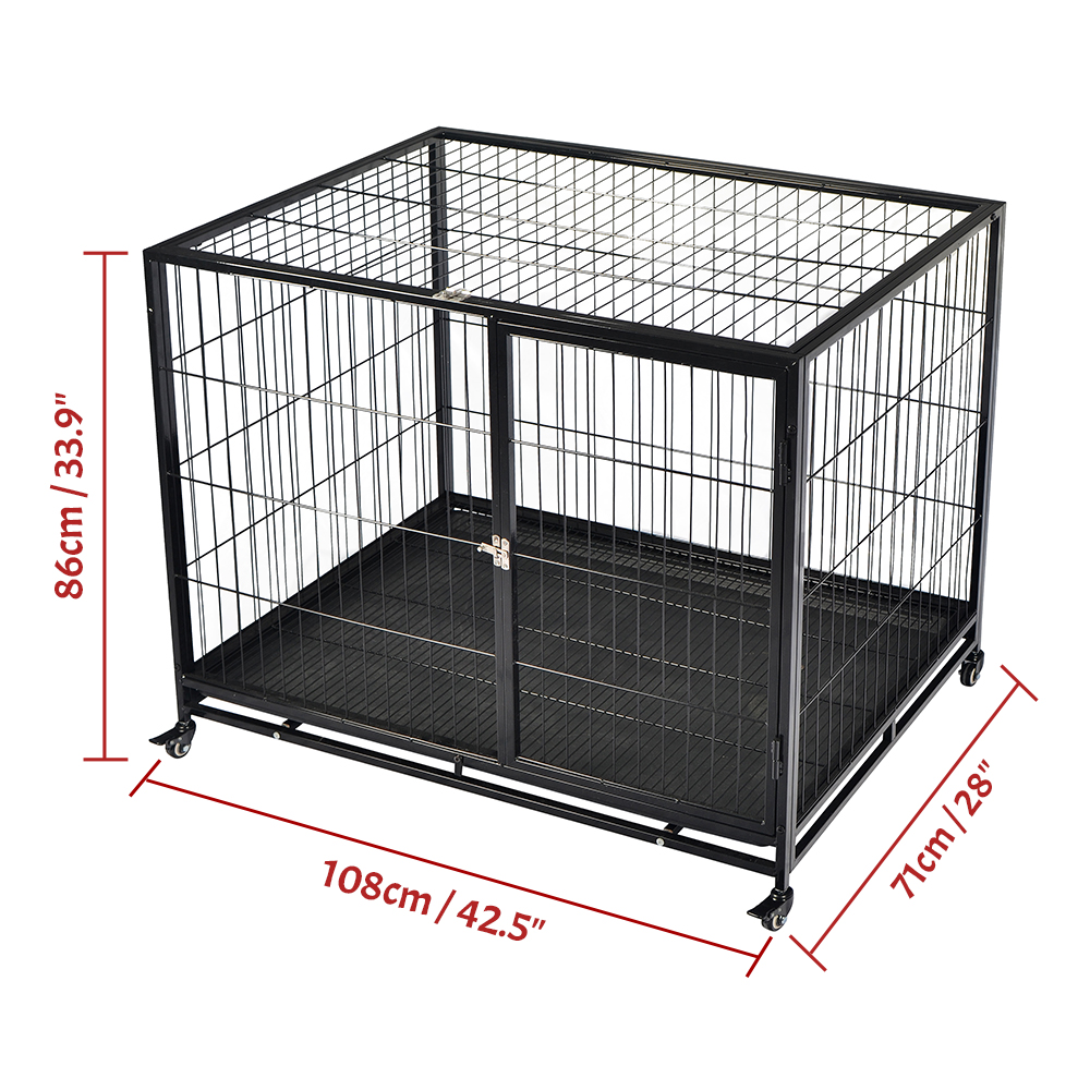 Indoor Metal Dog Cage Heavy Duty Dog Crate Large Kennels with Wheels