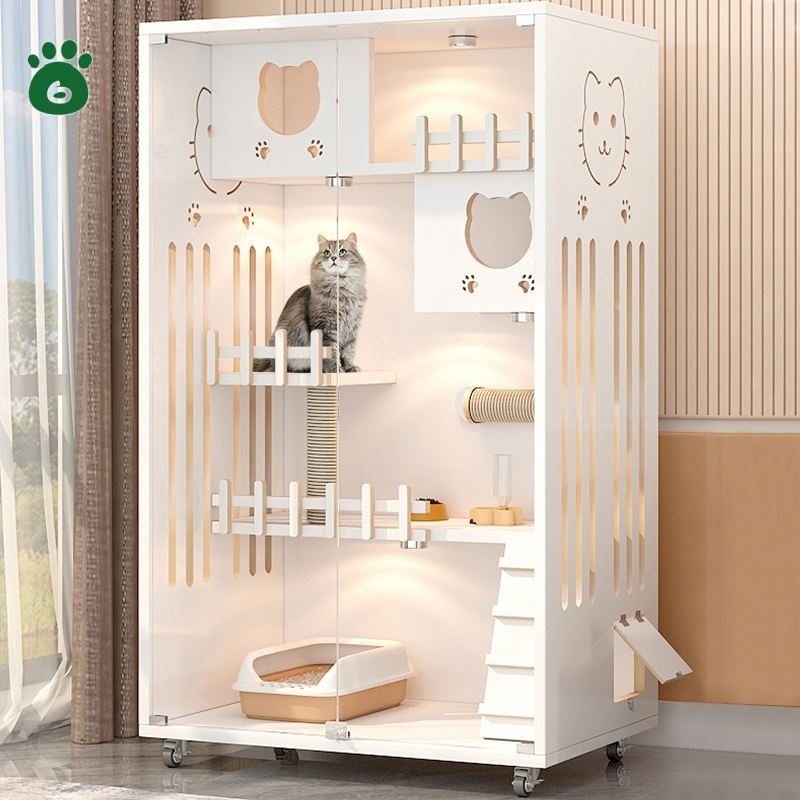 Durable Breathable Indoor Luxury Model Pet Furniture Cat Solid Wood Cat House Villa
