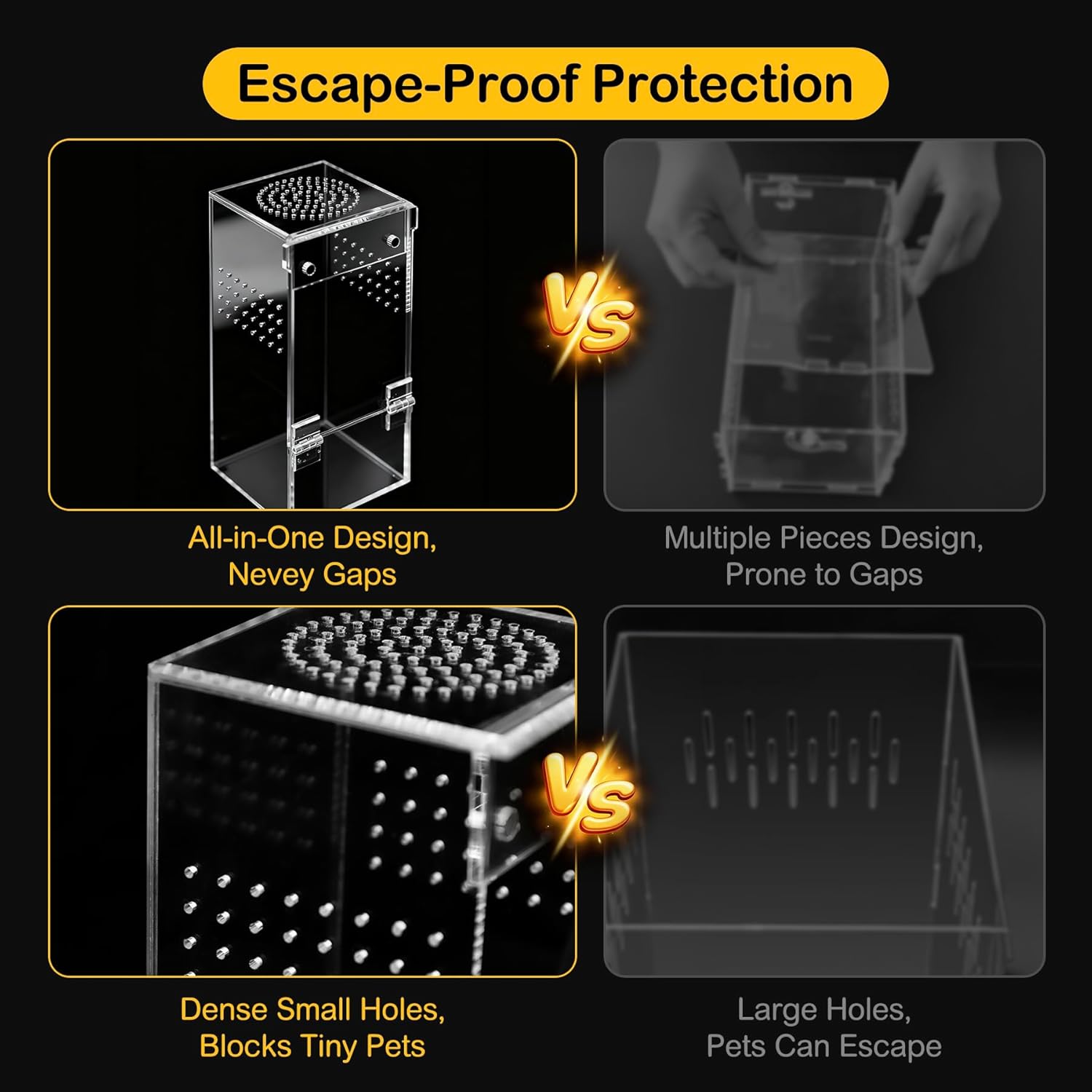 Clear Acrylic Reptile Enclosure Terrarium Habitat Magnetic Door Ventilated Jumping Spider Breeding Box Arboreal Small Pet Cage