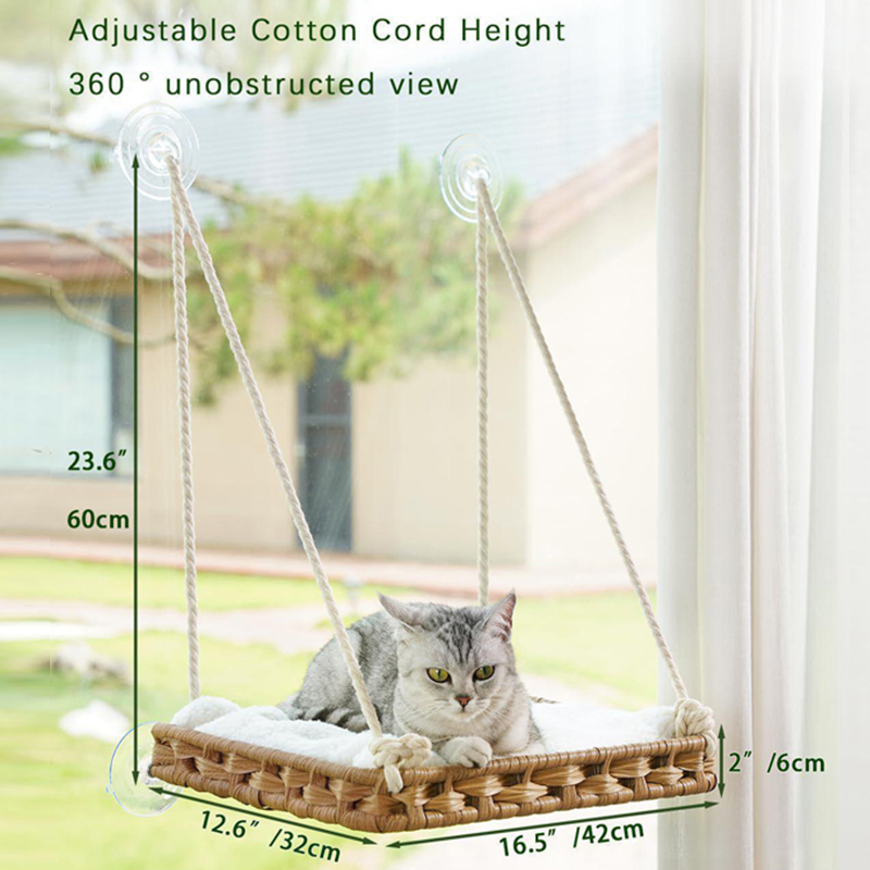 Small Collapsible Durable PP Pet House with Hook Loop Closure Luxury Style Cat Window Perch Hammock Bed for Indoor Use